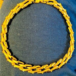 Rare Vintage Monet Adjustable Gold Tone Bamboo Choker Necklace